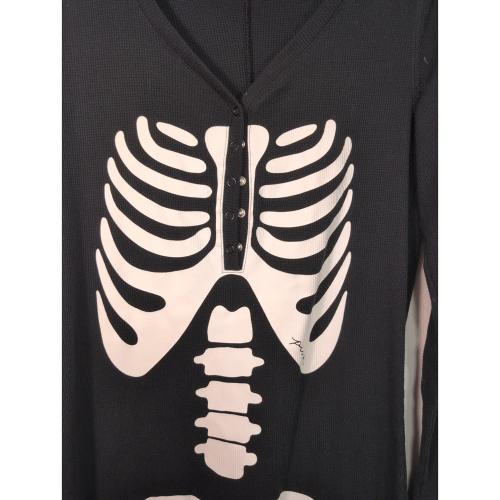 VICTORIA'S SECRET PINK L HALLOWEEN SKELETON BONES THERMAL LONG JANE PAJAMAS - Picture 5 of 9
